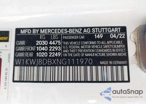 2022 Mercedes-Benz C 300 Coupe z USA, uszkodzony, nr VIN W1KWJ8DBXNG111970